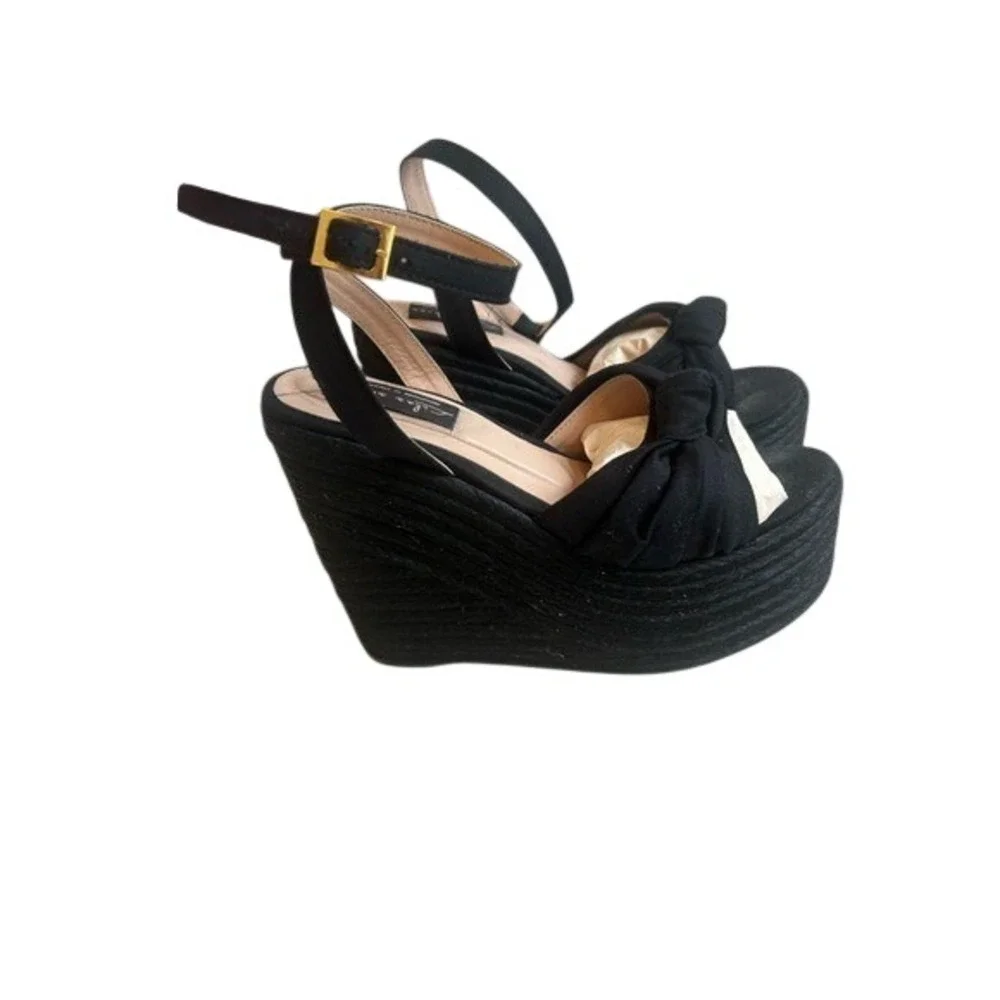 Lilas Black Wedge Platform Sandals Womens Size‎ 5